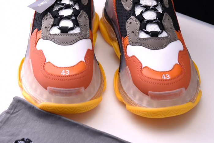 bl triple s trainers clear sole orange black 541624 w09e1 1766