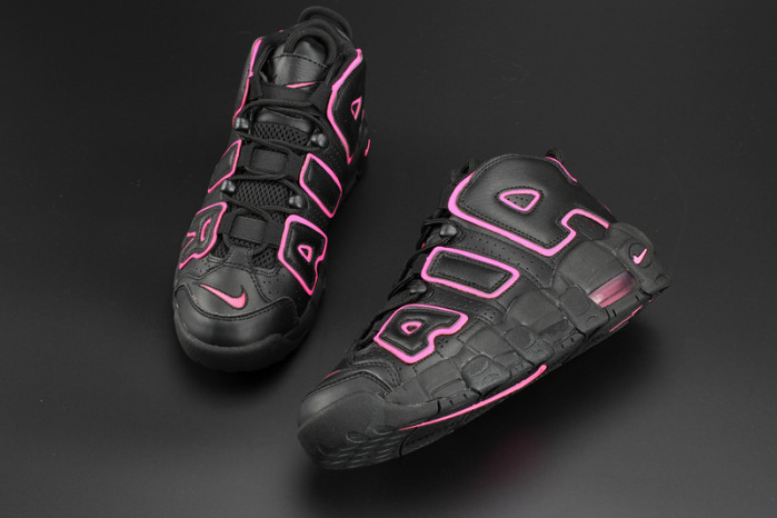 nike air more uptempo gs “hyper pink” black/ pink womens 415082-003