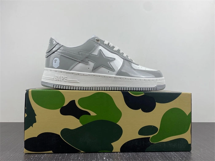 Packable A Bathing Ape Bape Sta Patent Leather White Grey 1I70-191- 5319