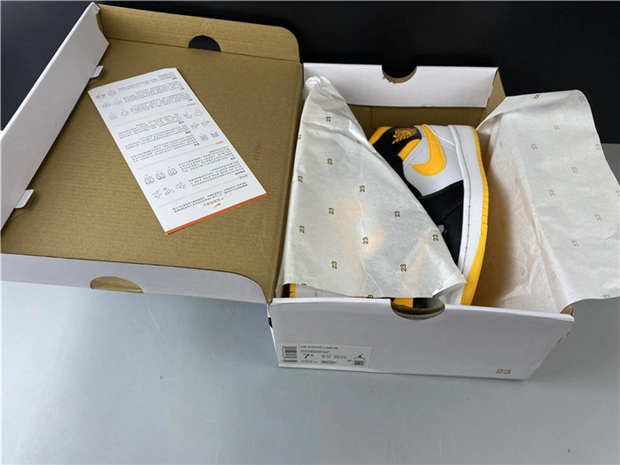 Jordan1 Mid white black yellow CV5276- Durable 3758