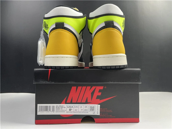 Refined Jordan1 White Black Volt University Gold 555088- 3736