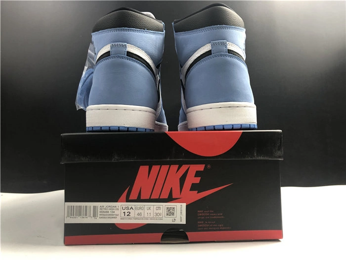 Jordan1 White University Blue Black 555088- Durable 3604