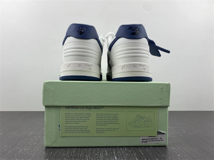 OFF-WHITE Out Of Office OOO Low Tops White White Navy Blue OMIA189F22LEA Flexible 3112